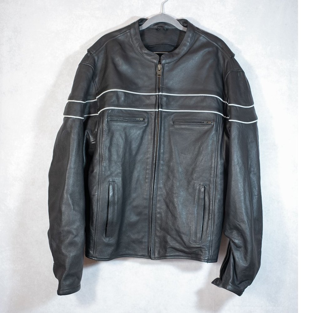 6TH GEAR SpeedTec Mens  Iowa Motorcycle Leather Jacket Black Size 4XL- 54